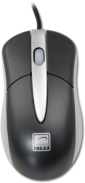 Optische Speedlink Computermaus mit Kabel, ergonomisch geformt, schwarz-silber