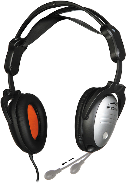 Schwarzes SPEEDLINK Headset mit großem Ohrpolster und flexiblem Mikrofon für PC-Gaming