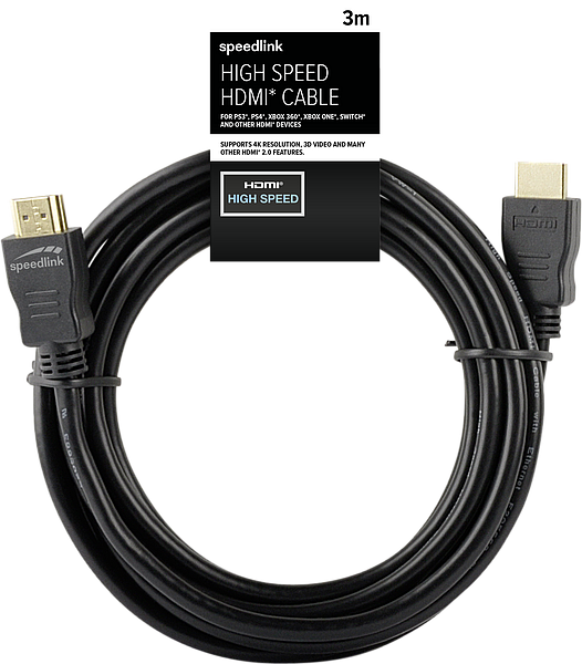 Speedlink High Speed HDMI Kabel 3 Meter, geeignet für 4K-Übertragung, ideal für Spielekonsolen und andere HDMI-Geräte