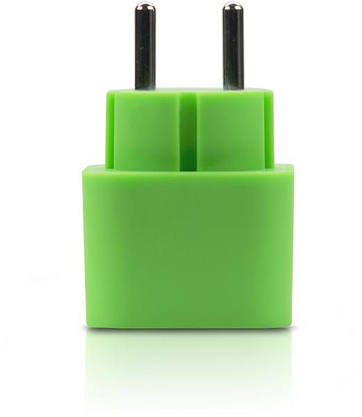 Grüner USB-Ladeadapter mit Eurostecker, geeignet zum Laden von Smartphones und Tablets