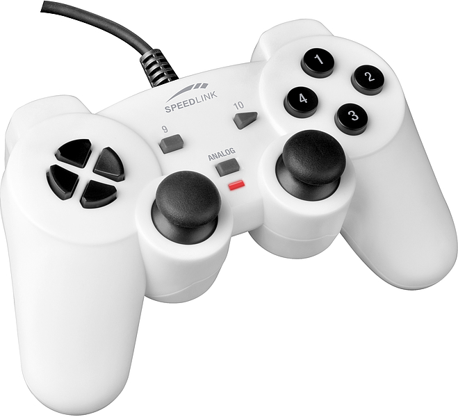 Weißer SPEEDLINK USB Gamecontroller mit zwei Analogsticks, Steuerkreuz und Aktionstasten
