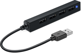 SNAPPY SLIM USB Hub, 4-Port, USB 2.0, Passive, Black
