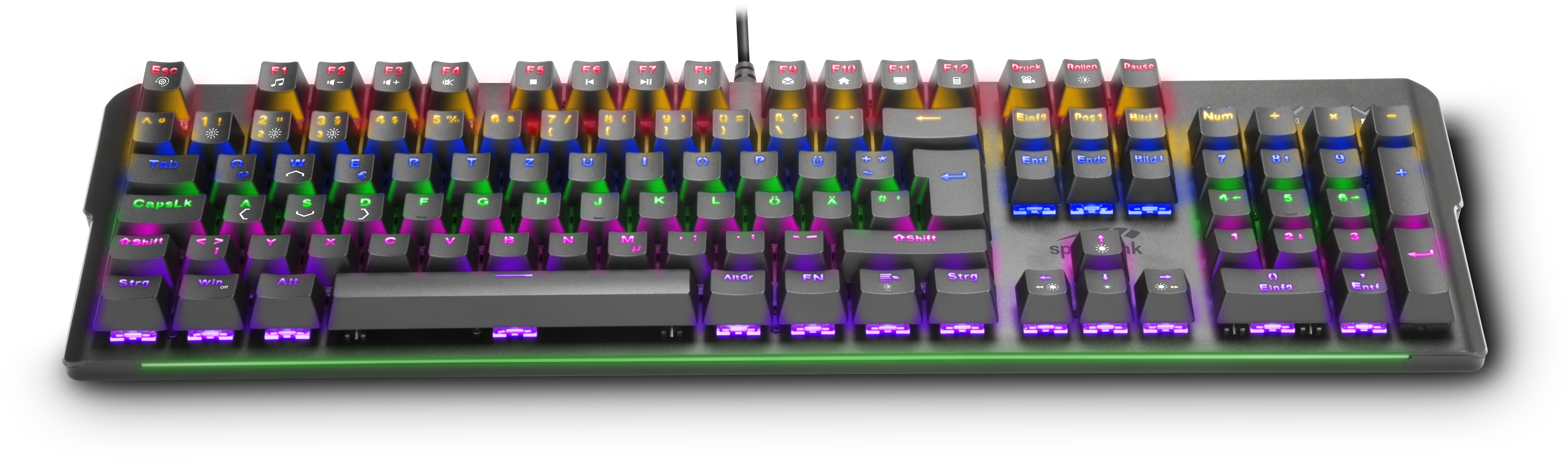 Mechanische RGB-Gaming-Tastatur mit beleuchteten Tasten und deutschem QWERTZ-Layout
