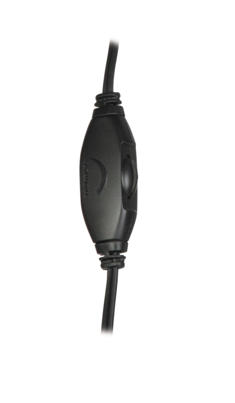 Nahaufnahme eines schwarzen Kabel-Drehdimmers zur stufenlosen Helligkeitsregelung für Lampen