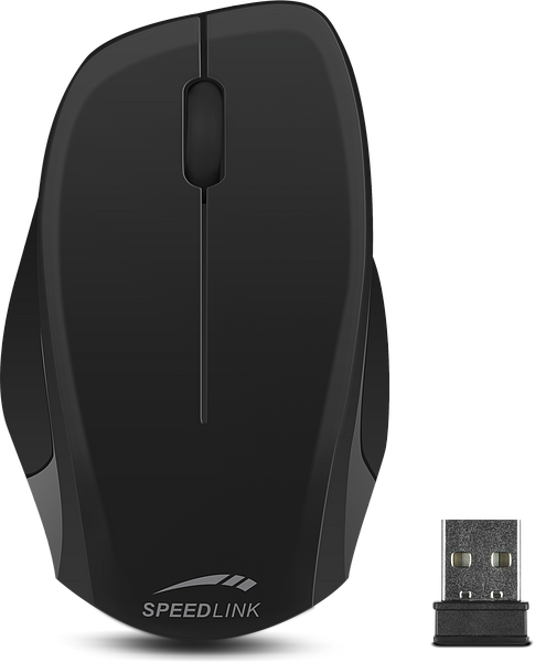 Schwarze kabellose SPEEDLINK Computermaus mit USB-Empfänger, ideal für Notebook und PC