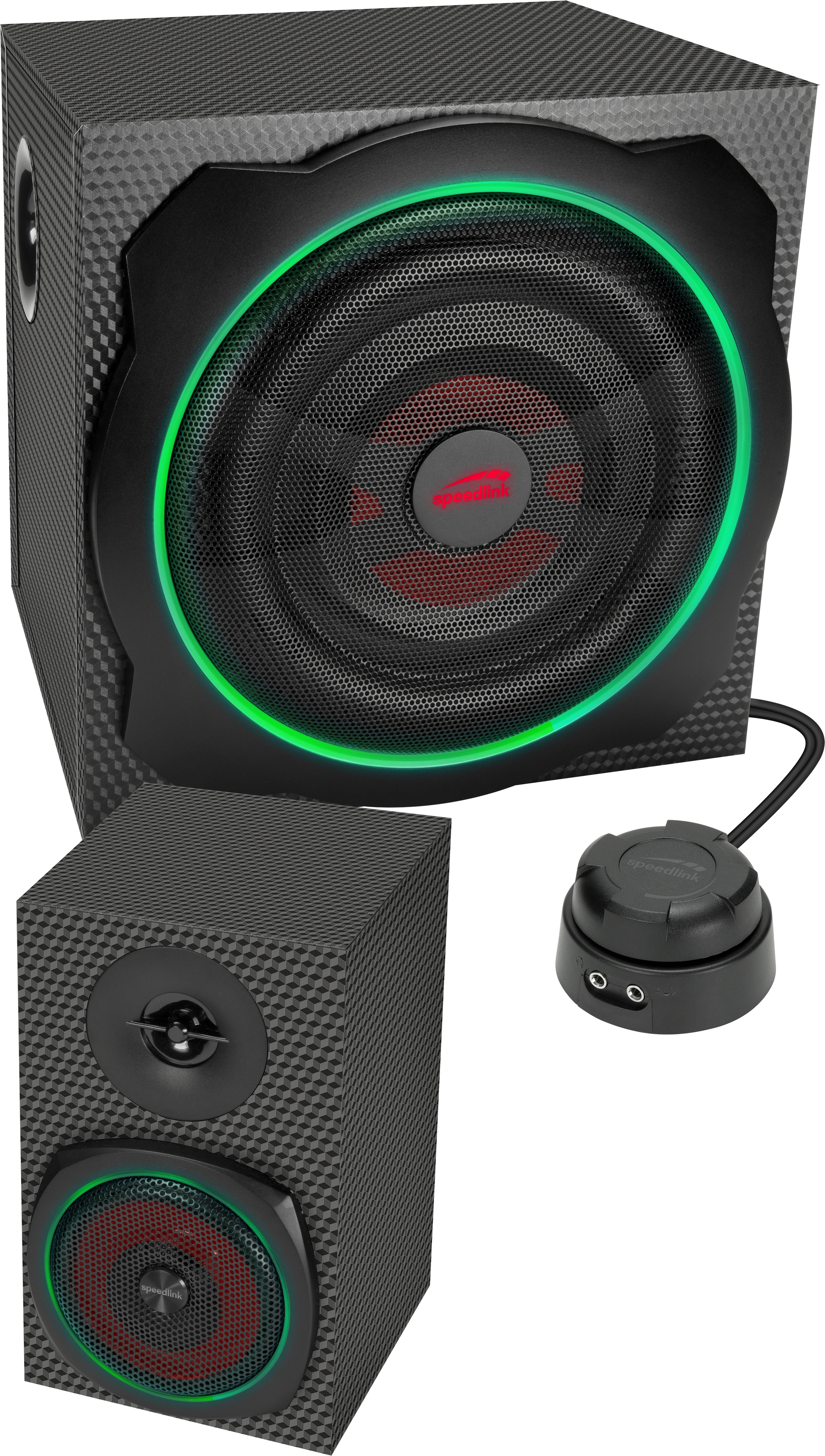 GRAVITY CARBON RGB 2.1 Subwoofer System, black