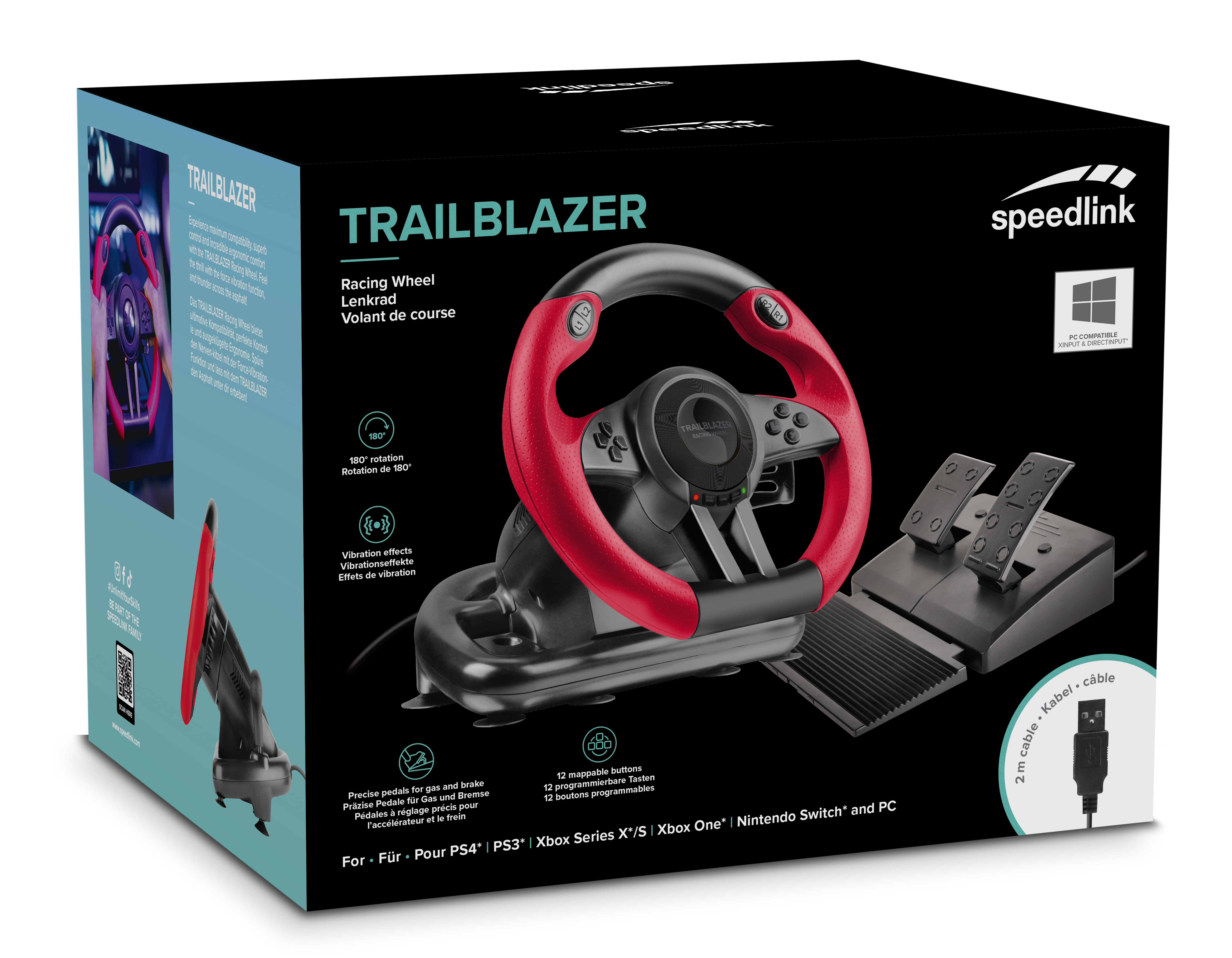 Speedlink TRAILBLAZER Racing Gaming-Lenkrad (für PC/PS4/PS3/Xbox Series  X/S/One/Switch/OLED), Gaming-Lenkrad für PlayStation® 3, 4 und PC