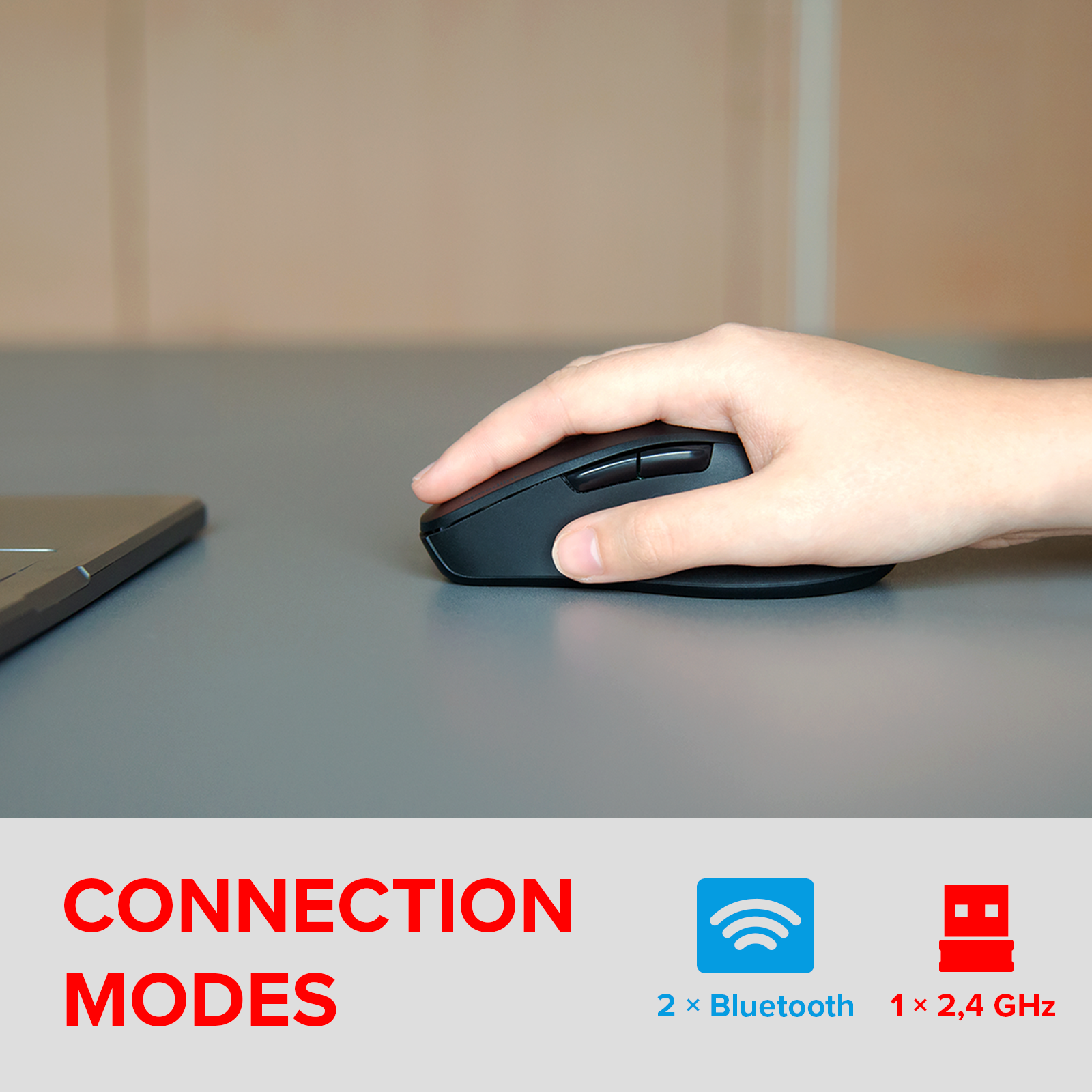 VELORA wiederaufladbare Maus - kabellos, Bluetooth, Smart Flying Scroll Wheel, schwarz