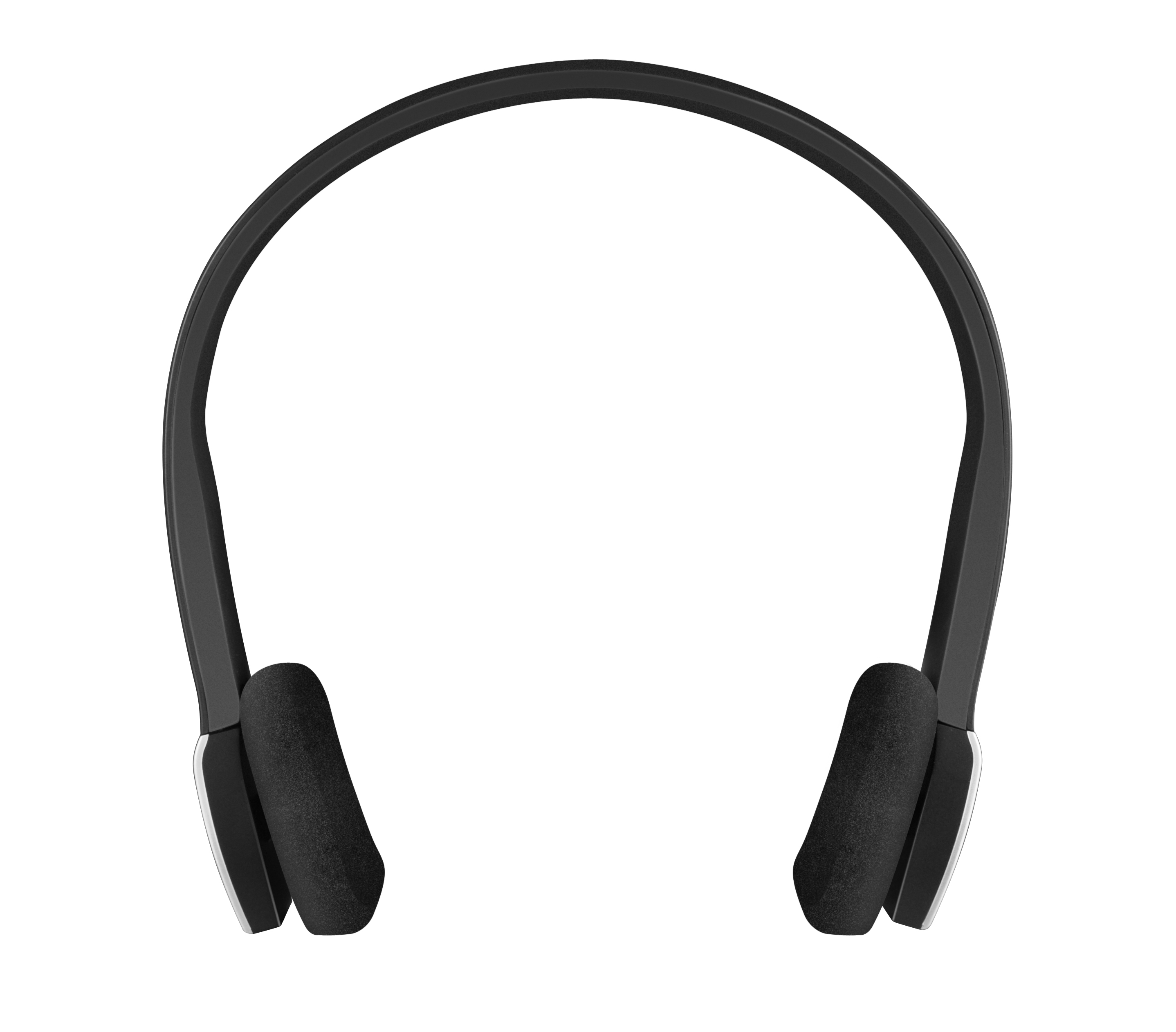 Schwarzer On-Ear-Kopfhörer mit weichen Ohrpolstern auf weißem Hintergrund