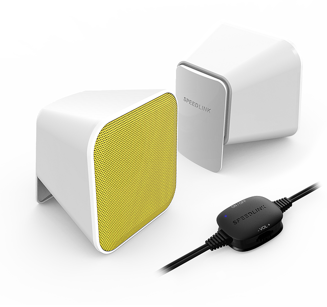 SNAPPY Stereo Speakers, white-yellow