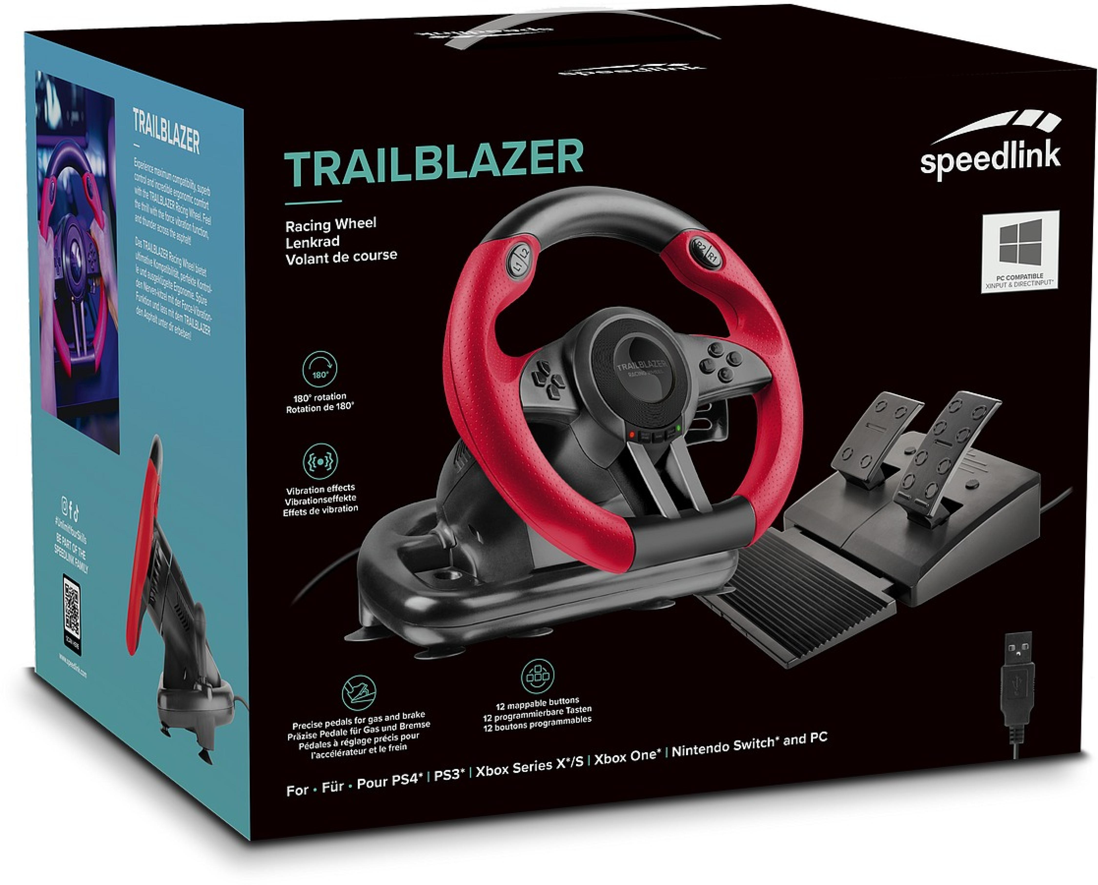 TRAILBLAZER Racing Wheel for PC/PS4/Xbox Series X/S/One/Switch 2/Switch/OLED, black