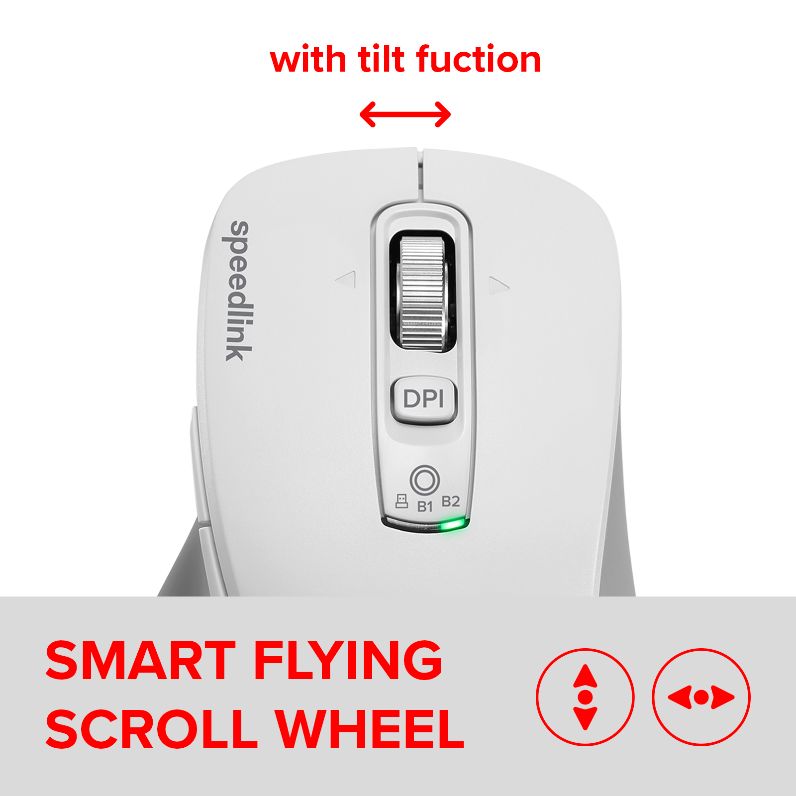 VELORA wiederaufladbare Maus - kabellos, Bluetooth, Smart Flying Scroll Wheel, weiß