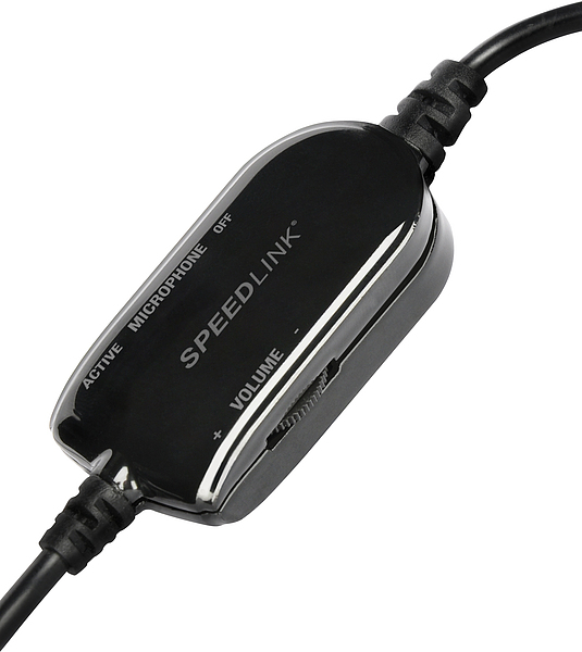 Speedlink Kabel-Fernbedienung mit Lautstärkeregler und Mikrofon-Schalter für Headsets