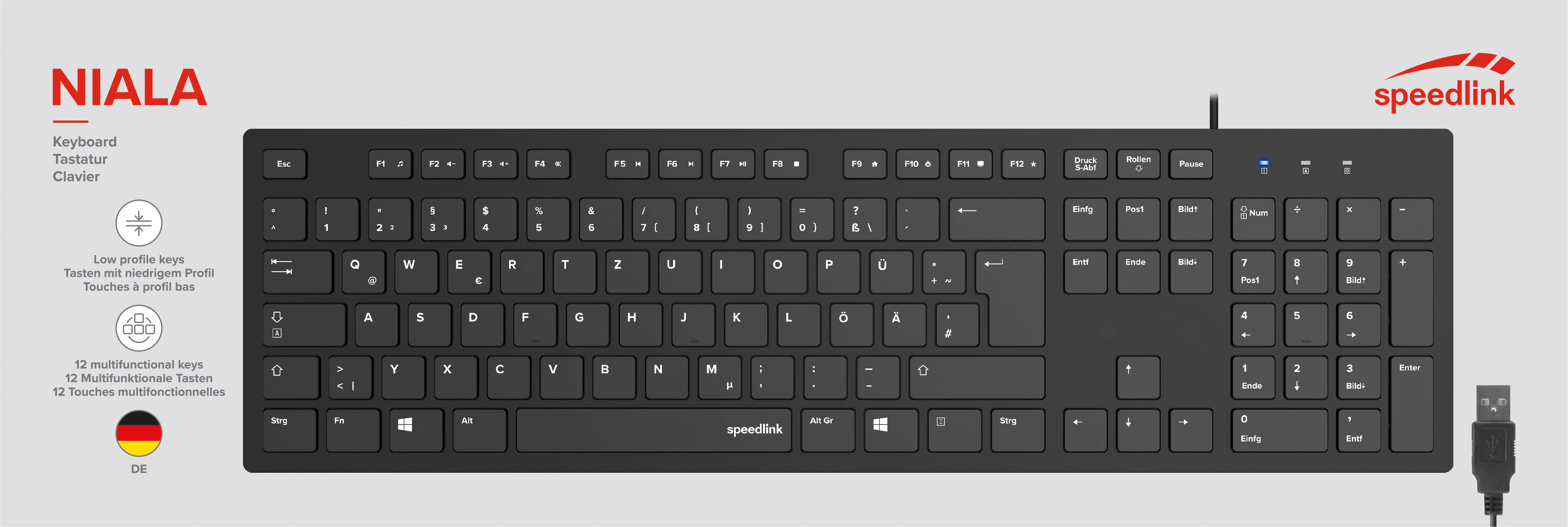 NIALA Keyboard, schwarz - DE Layout