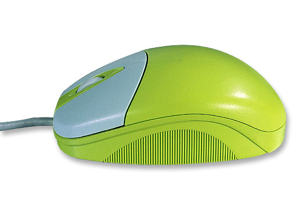 Grüne kabelgebundene Computermaus mit ergonomischem Design und strukturiertem Seitenbereich