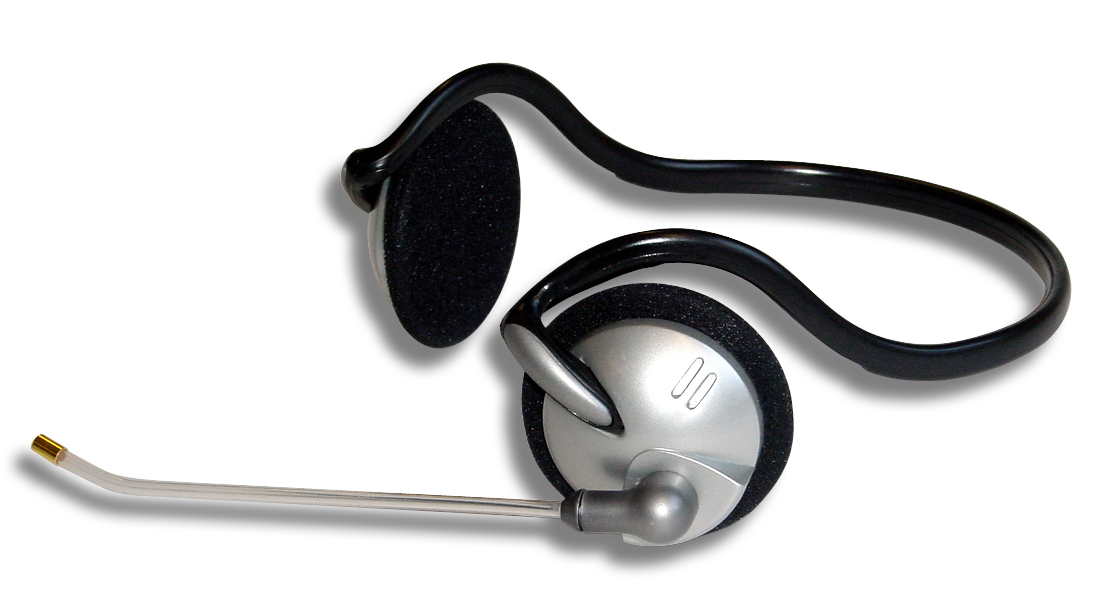 Headset mit Ohrbügel und Mikrofon, ideal für Telefonate oder Online-Gaming, schwarz-silbernes Design