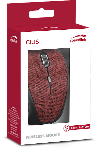 SL-630014-RD Speedlink CIO Mouse 1600dpi USB Wireless Rosso 