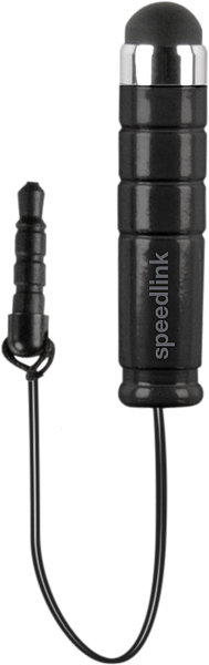 Schwarzer Speedlink Eingabestift mit Kabel und Stecker für kapazitive Touchscreens