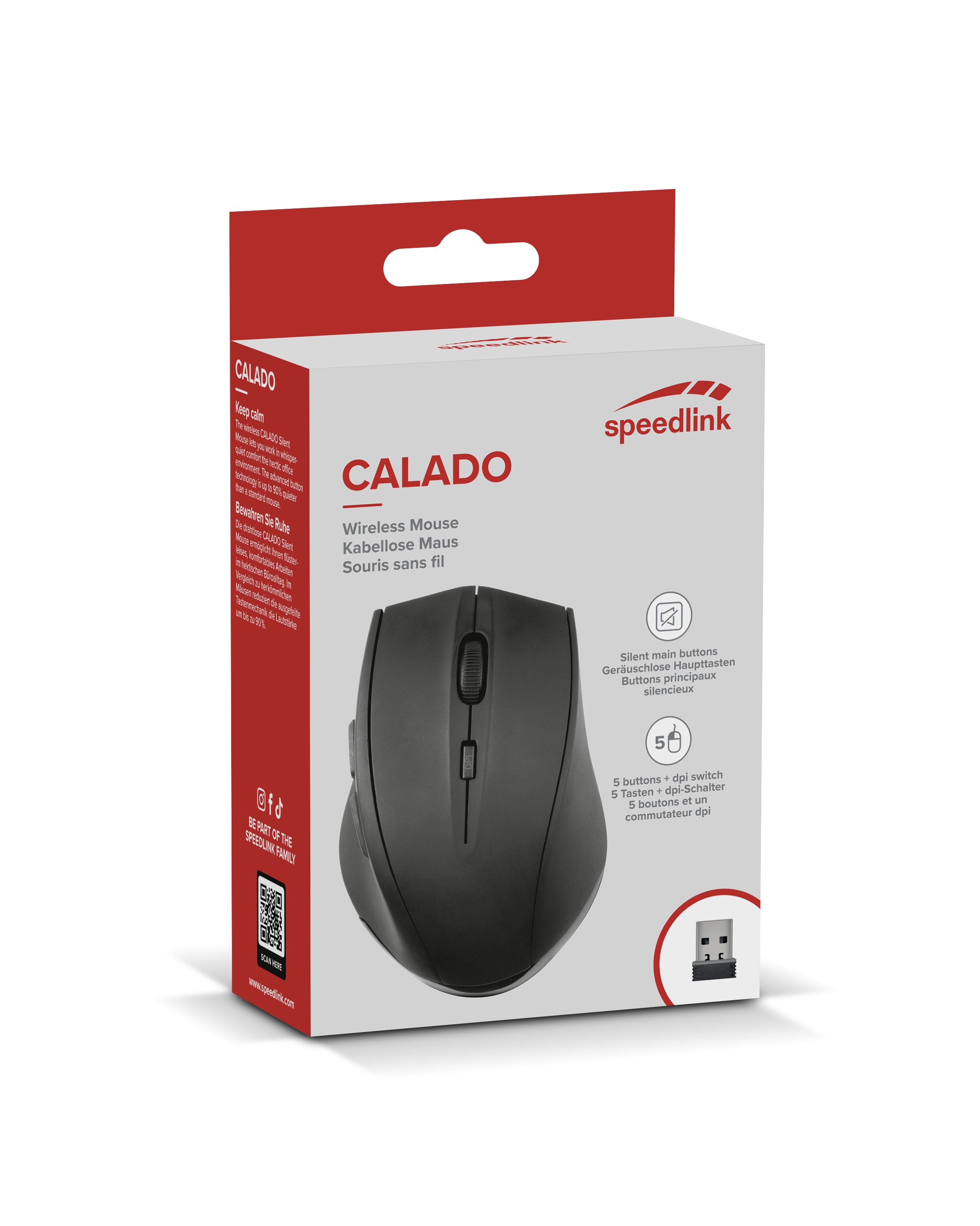 CALADO Leise Maus - kabellos USB, rubber-schwarz | SL-6343-RRBK