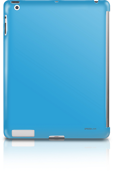 Abbildung einer blauen Tablet-Schutzhülle der Marke SPEEDLINK, Ansicht von hinten