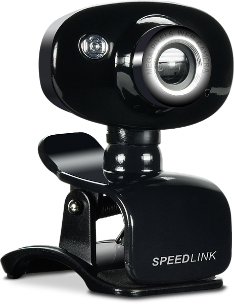 Digitale Webcam von SPEEDLINK in Schwarz mit Standfuß und Clip zur einfachen Befestigung an Monitoren oder Laptops