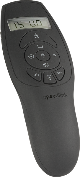 Schwarzer Speedlink Presenter mit Display, mehreren Funktionstasten und ergonomischem Design