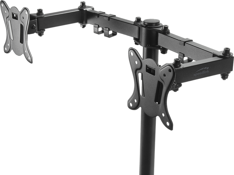 Schwarze Speedlink Monitorhalterung für drei Bildschirme, geeignet zur flexiblen Positionierung am Arbeitsplatz