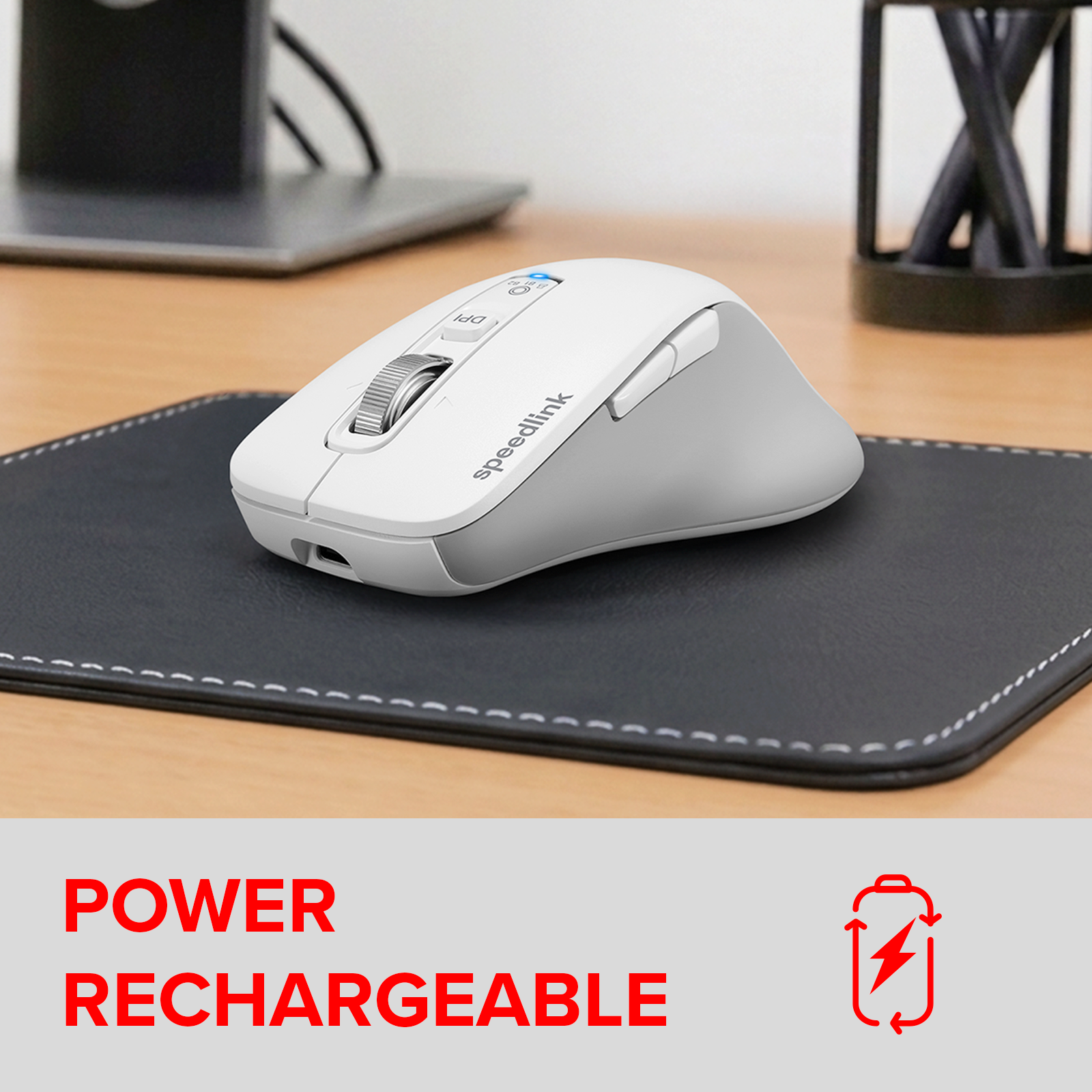 VELORA wiederaufladbare Maus - kabellos, Bluetooth, Smart Flying Scroll Wheel, weiß