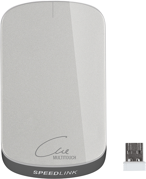 SPEEDLINK Cue Multitouch Wireless Maus in Silber mit zugehörigem USB-Empfänger