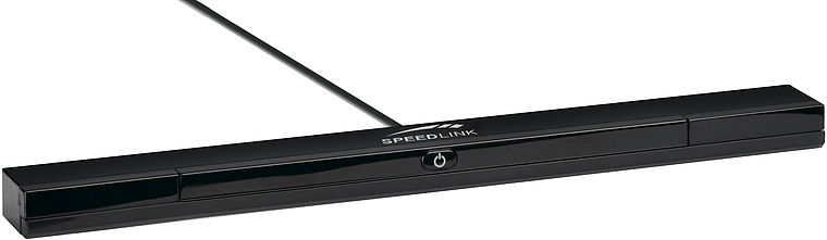 Schwarze SPEEDLINK Sensorleiste für Nintendo Wii und Wii U mit Anschlusskabel, seitliche Ansicht