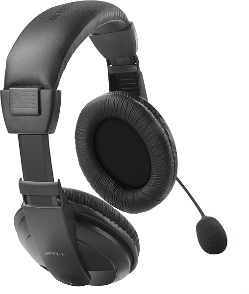 Schwarzes Speedlink Over-Ear Headset mit Mikrofon, weichen Ohrpolstern und verstellbarem Kopfbügel für PC oder Konsole