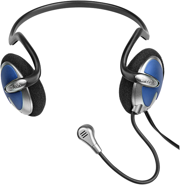 Leichtes Speedlink PC-Headset in blau-schwarz mit integriertem Mikrofon und komfortablen Ohrpolstern