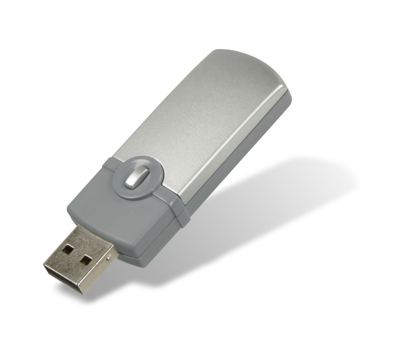 Silber-grauer USB-Stick zum Speichern und Übertragen von Daten