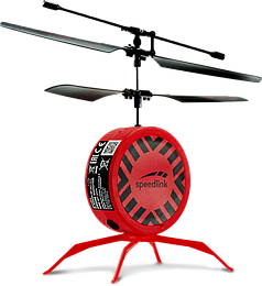 Roter Speedlink Mini Helikopter mit zwei Rotorblättern und Standfüßen, geeignet für Indoor-Einsätze