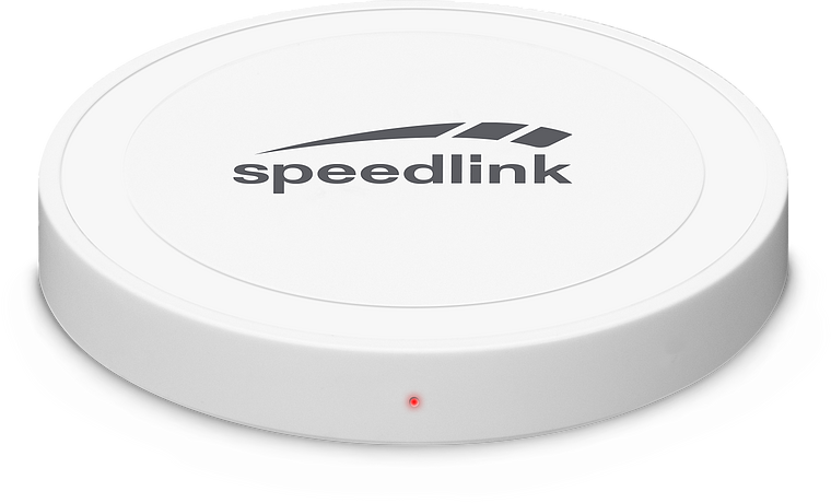 Weißes rundes SPEEDLINK Qi-Ladegerät mit LED-Anzeige für kabelloses Laden von Smartphones