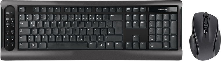 Schwarzes kabelloses Tastatur- und Maus-Set von SPEEDLINK, geeignet für Büro und Homeoffice
