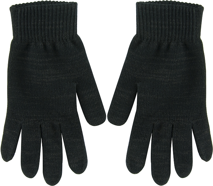 Ein Paar schwarze Strickhandschuhe mit geripptem Bündchen, geeignet für Damen und Herren