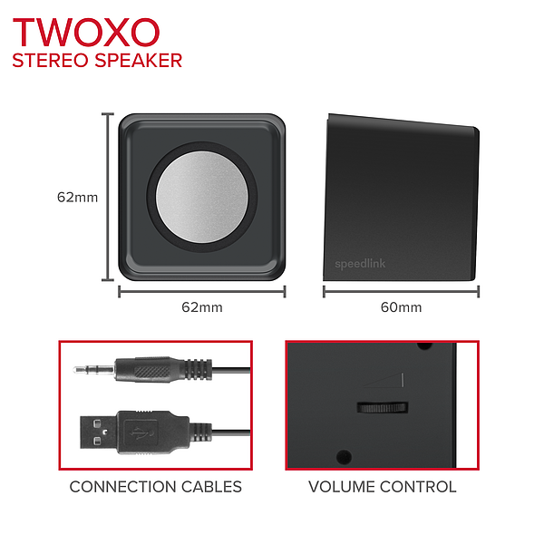 TWOXO Stereo Lautsprecher, schwarz
