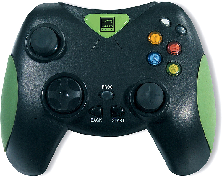 Speed-Link Gamepad Controller in Schwarz-Grün mit farbigen Tasten und ergonomischem Design