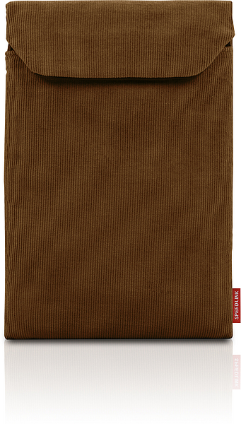 Braune Cord-Laptophülle mit Klappverschluss, ideal zum Schutz von Notebooks