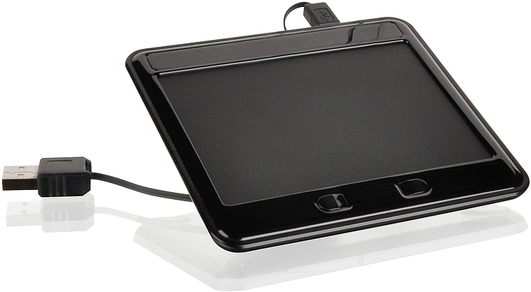 Elektronisches Unterschriftenpad in Schwarz mit USB-Kabel, ideal zur digitalen Unterschriftenerfassung
