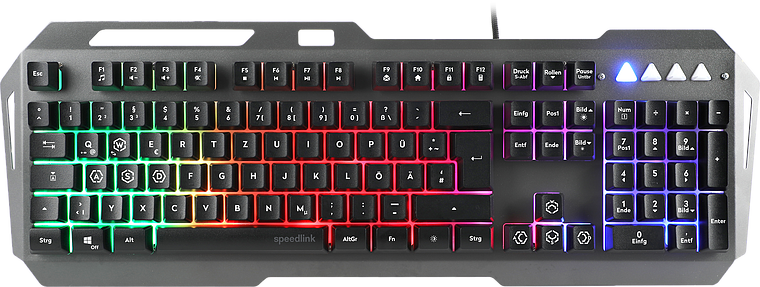 LUNERA Metal RGB Rainbow Gaming Keyboard, black - DE layout