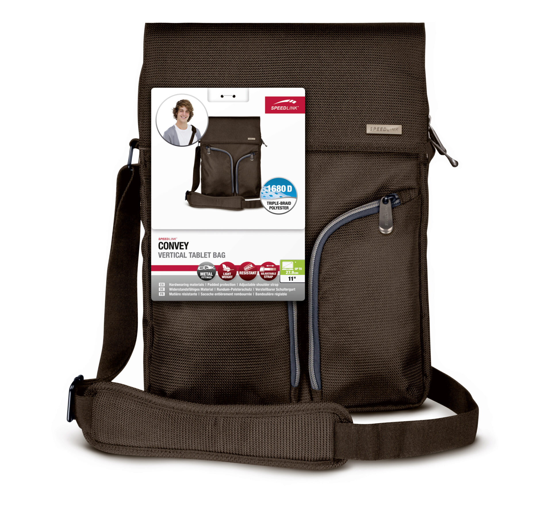 11''/27,9cm CONVEY Vertical Tablet Bag, brown SL7242BW