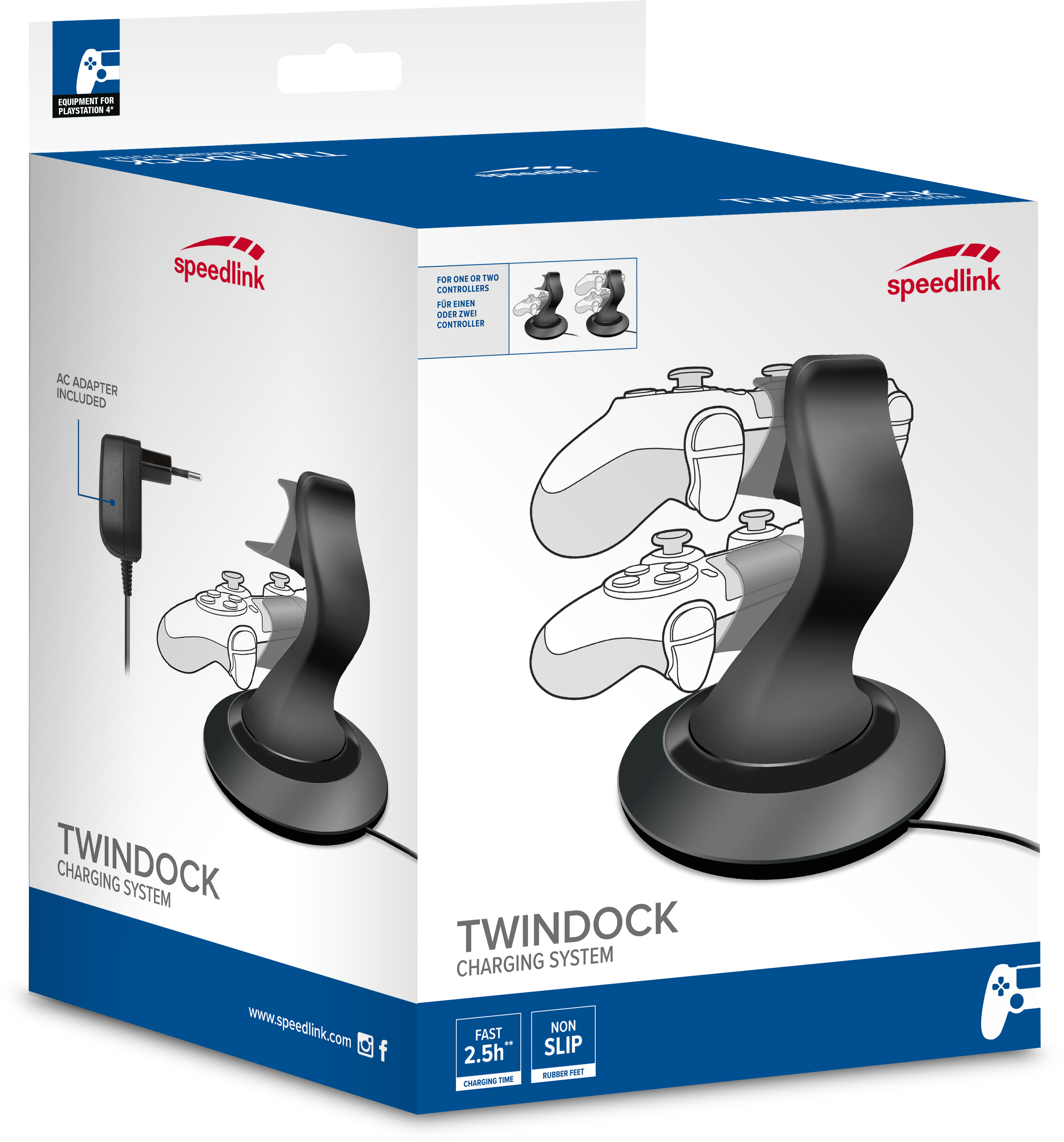 TWINDOCK Charging System A/C Adapter - for PS4, black | SL-4511-BK