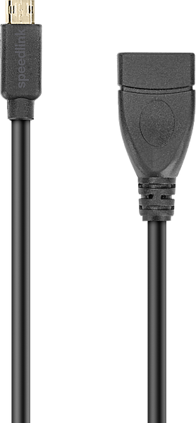 Schwarzes USB 2.0 Verlängerungskabel mit Micro-B Stecker und Micro-B Buchse