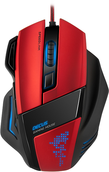 Gaming Maus SPEEDLINK Decus in Rot, ergonomische Form, LED-Beleuchtung, mit Kabel und seitlichen Tasten