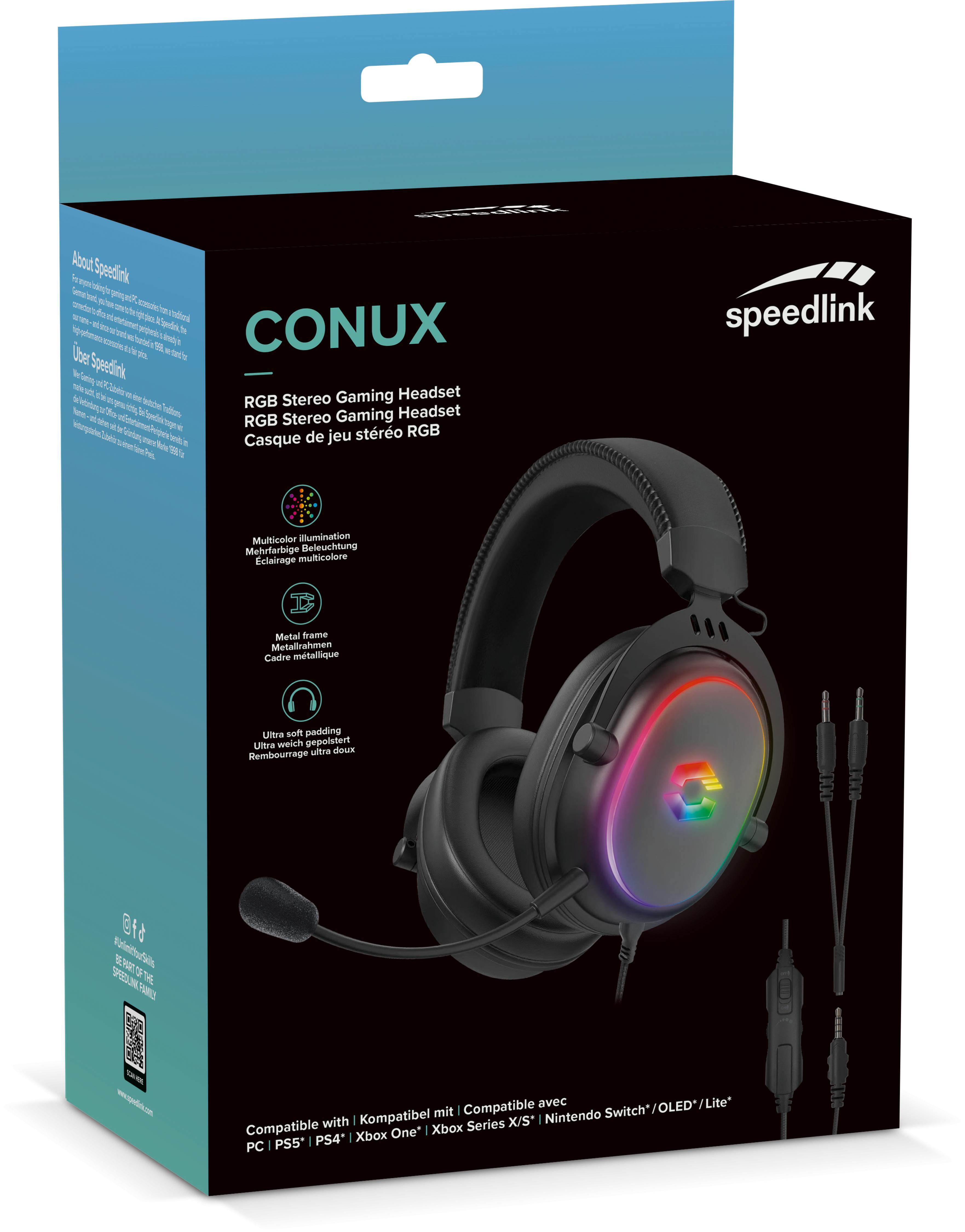 SPEEDLINK CONUX RGB Stereo Gaming Headset - for PC/PS5/PS4/Xbox SeriesX/S/Switch 2/Switch/OLED/Lite , black