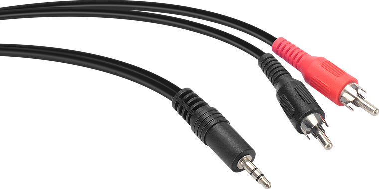 Audio-Verbindungskabel mit 3,5mm Klinkenstecker auf zwei Cinch-Stecker, rot und schwarz, für Stereo-Signale