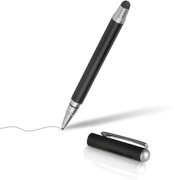 Schwarzer SPEEDLINK Stylus Eingabestift mit abnehmbarer Kappe, geeignet für Touchscreens und präzises Schreiben