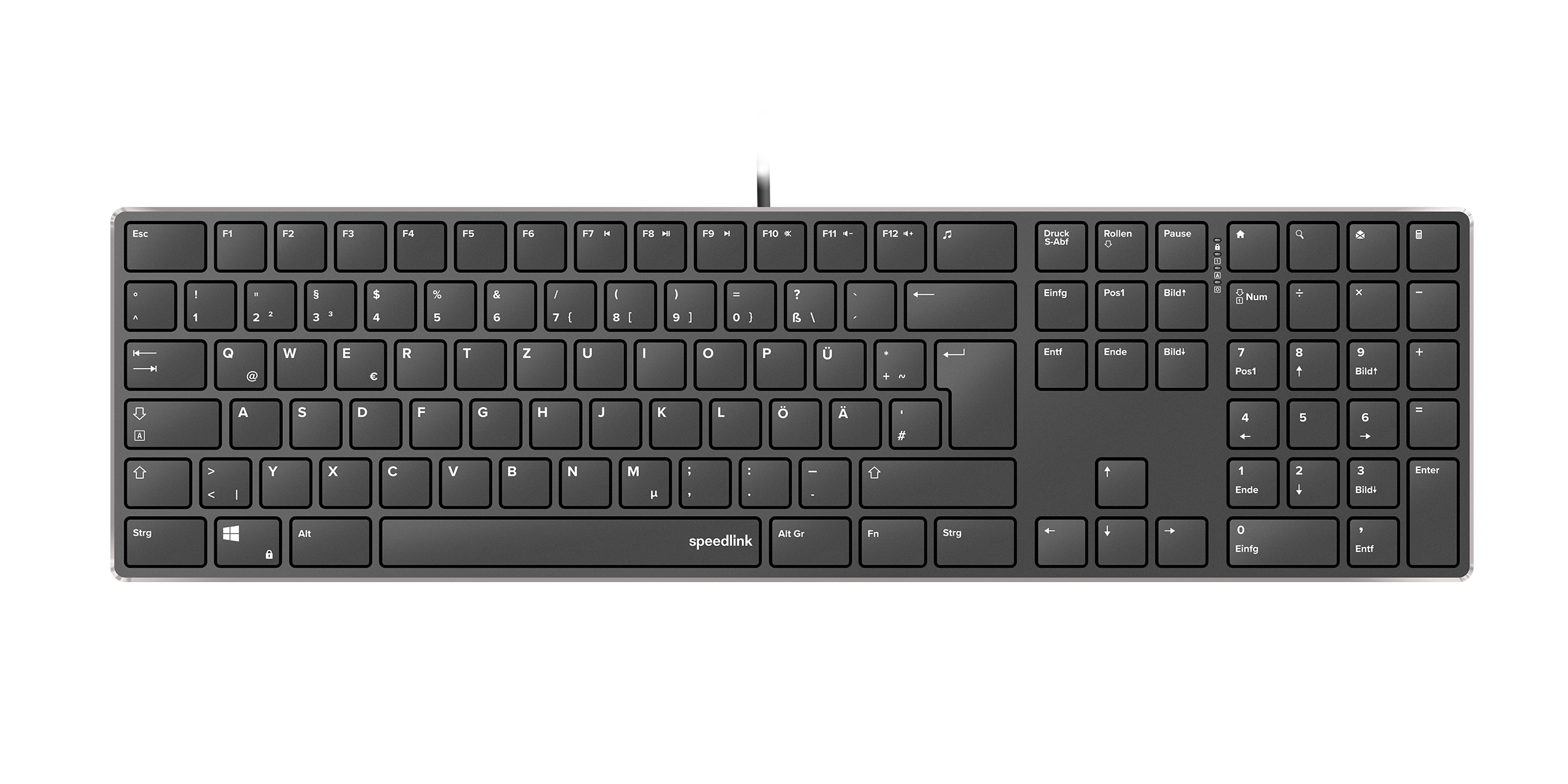 RIVA Slim Metal Scissor Keyboard, black - DE Layout